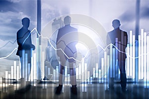 Business and finance graph on blurred background. Trading, investment and economics concept